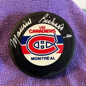 Maurice Richard autographed puck